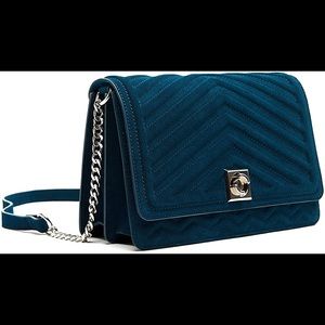 Blue suede Zara crossbody purse